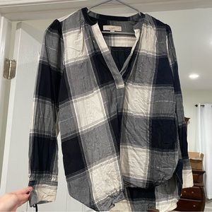 LOFT Petite Plaid Blouse